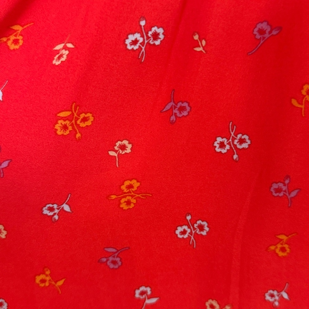 Gap Embroidered Tribal Geometric Midi Tier Red Summer Floral Dress | Size M - Picture 3 of 5
